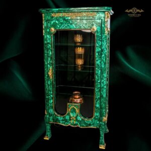 Handcrafted Malachite Display Cabinet with Gilded Brass Accents | Malachite furniture