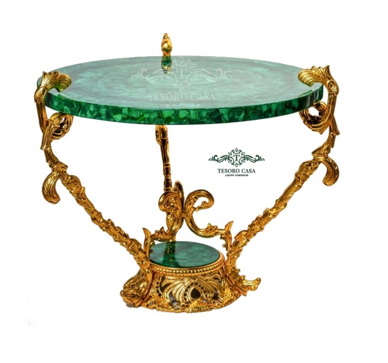 Malachite Center Table with gold | work | Malachite Furniture