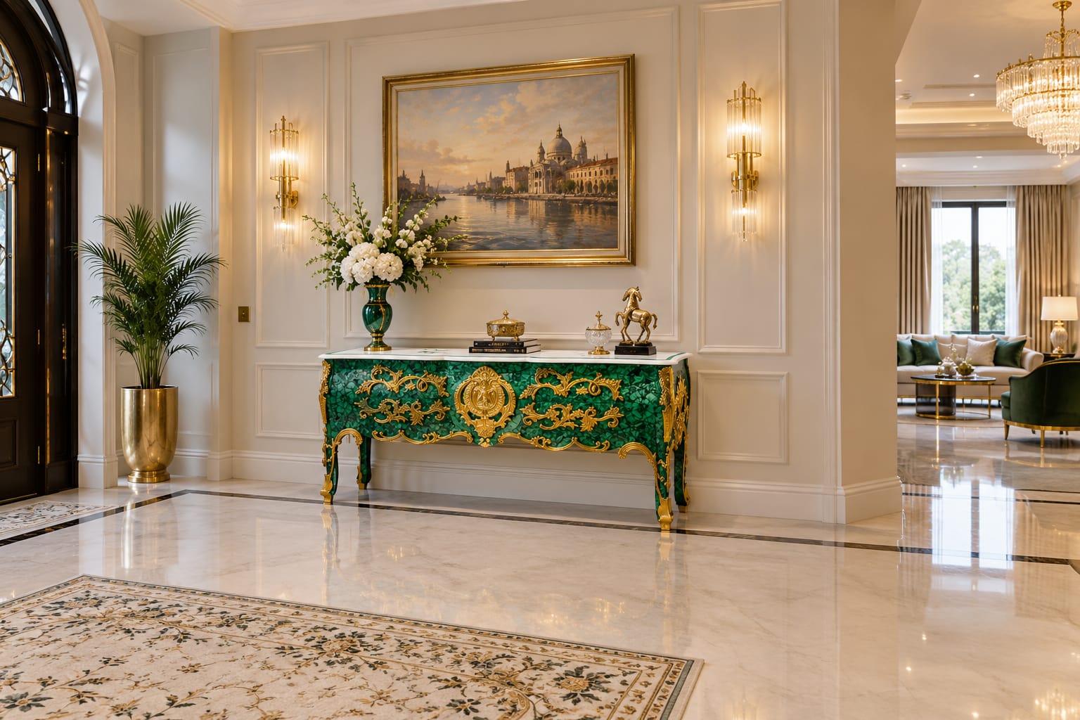 Malachite console table for home
