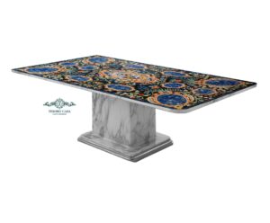 PIETRA DURA INLAYS ROUND TABLE TOP WITH STAND | PIETRA DURA INLAYS