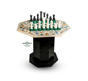 PIETRA DURA MARBLE INLAYS CHESS SET TABLE TOP | PIETRA DURA MARBLE INLAYS CHESS SET TABLE TOP